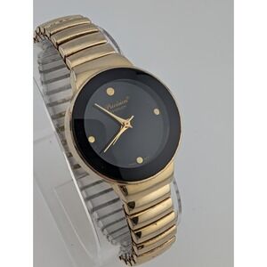 Precision By Gruen Watch Women 28mm Gold Tone Stretch Band- New Battery